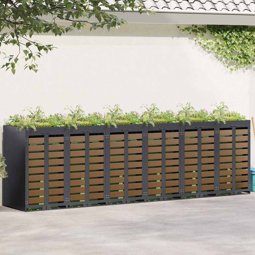 Wagenmüllbehälter für 6 Behälter 408 x 77,5 x 121,5 cm Stahl