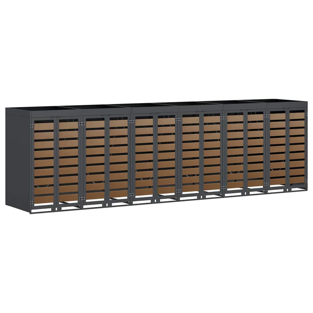 Wagenmüllbehälter für 6 Behälter 408 x 77,5 x 121,5 cm Stahl