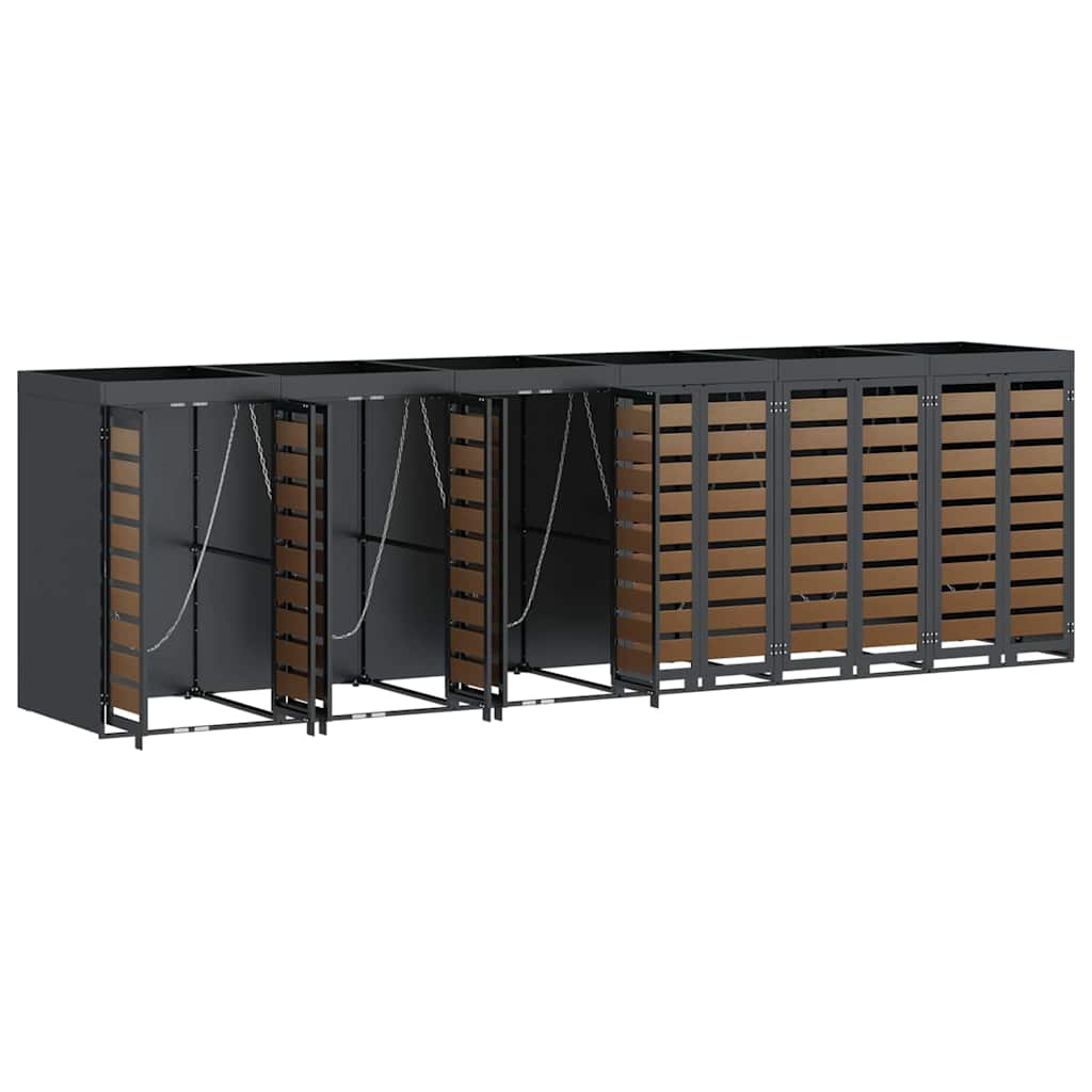Wagenmüllbehälter für 6 Behälter 408 x 77,5 x 121,5 cm Stahl