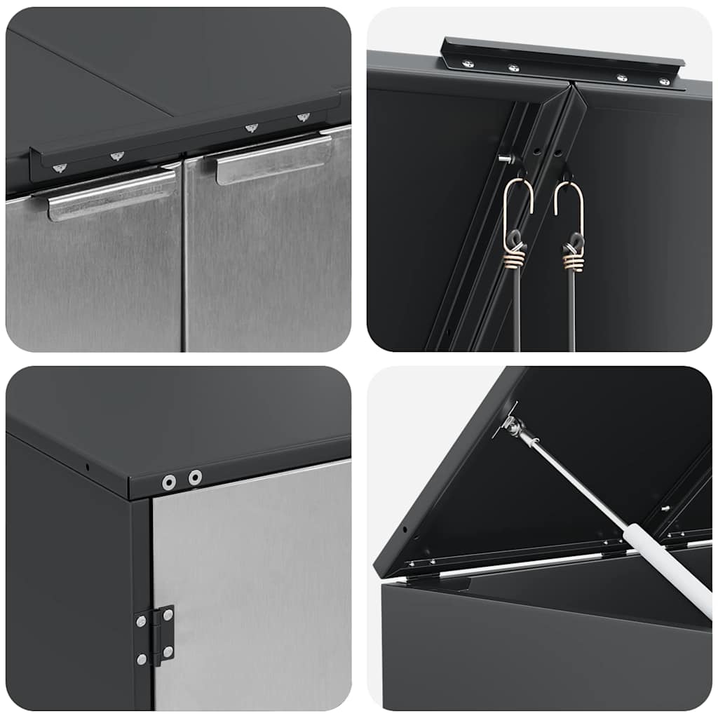 Wheeled waste bin enclosure for 2 bins 136 x 77.5 x 115.5 cm steel