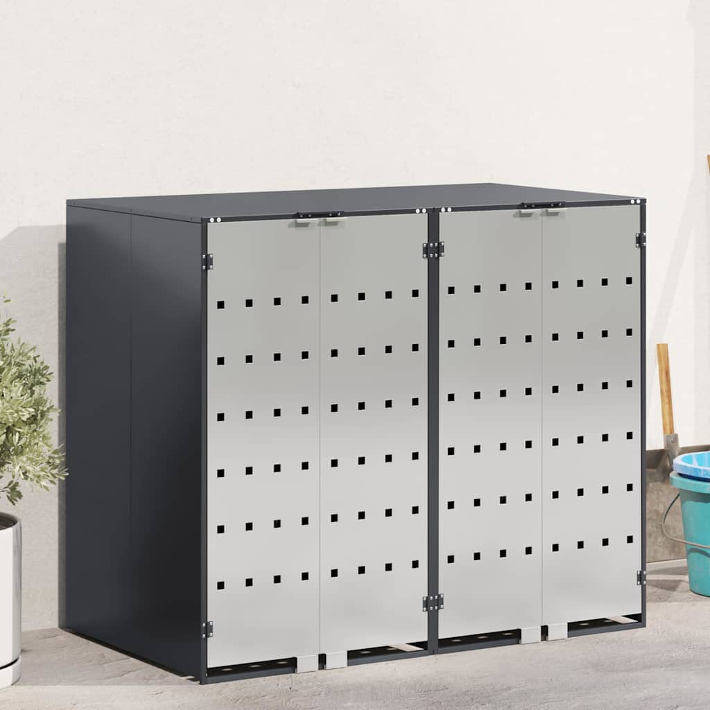 Wheeled waste bin enclosure for 2 bins 136 x 77.5 x 115.5 cm steel
