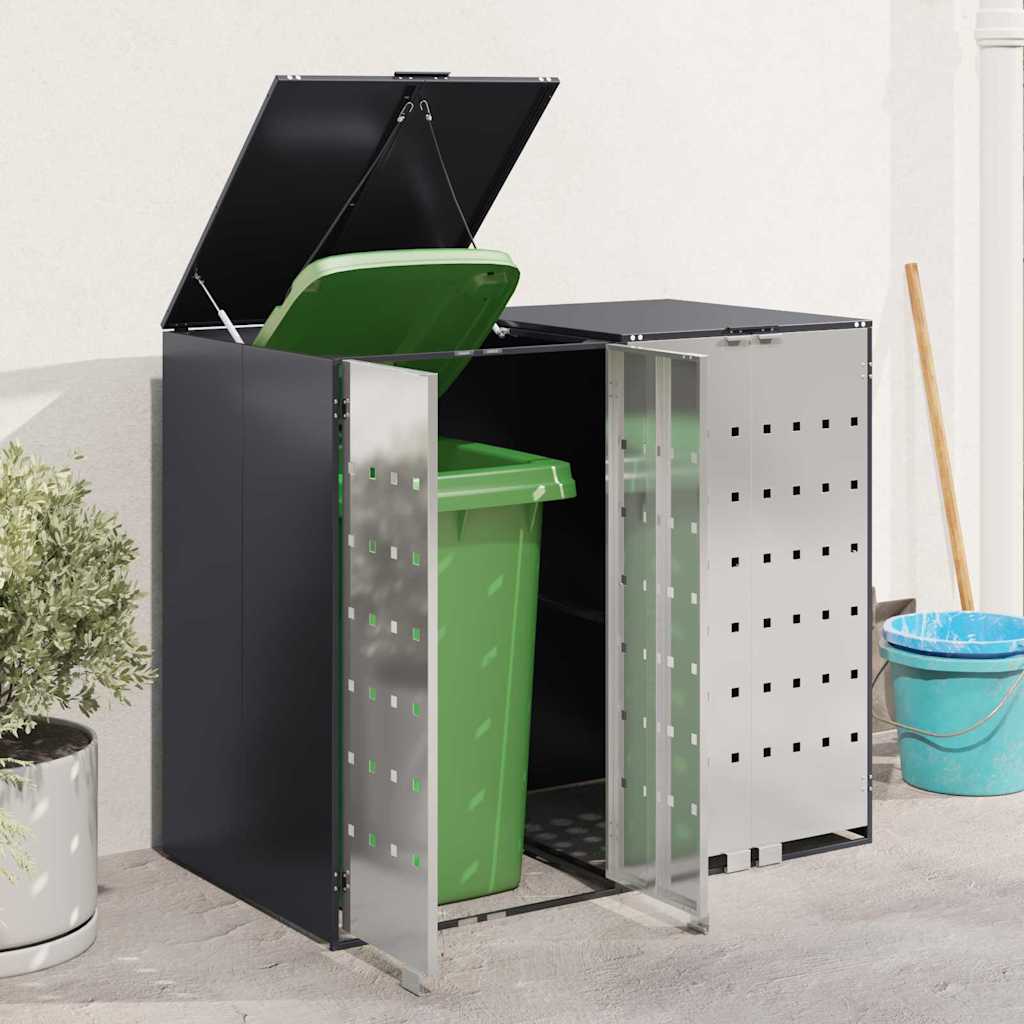 Wheeled waste bin enclosure for 2 bins 136 x 77.5 x 115.5 cm steel