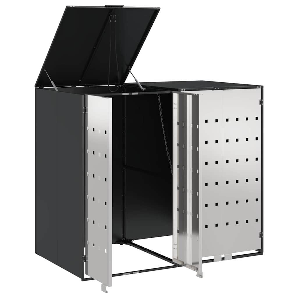 Wheeled waste bin enclosure for 2 bins 136 x 77.5 x 115.5 cm steel