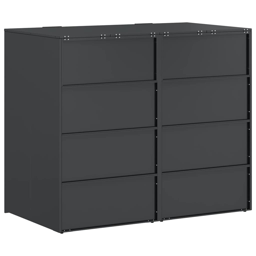Wheeled waste bin enclosure for 2 bins 136 x 77.5 x 115.5 cm steel