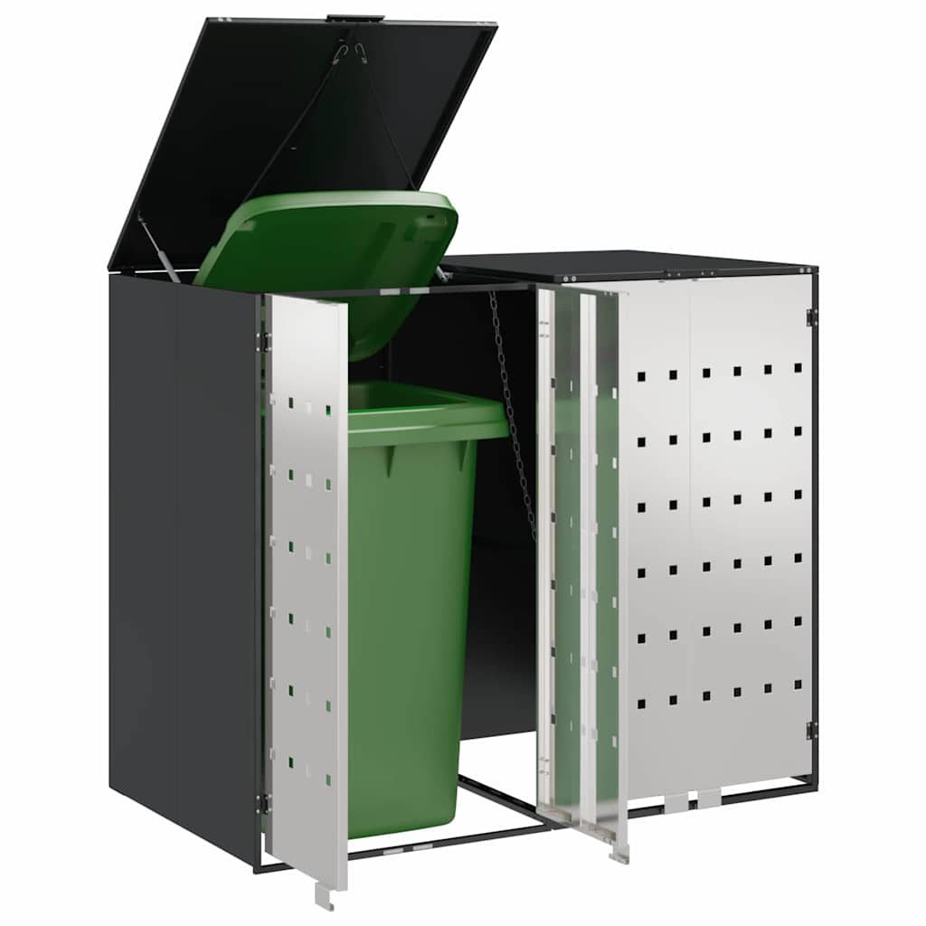 Wheeled waste bin enclosure for 2 bins 136 x 77.5 x 115.5 cm steel