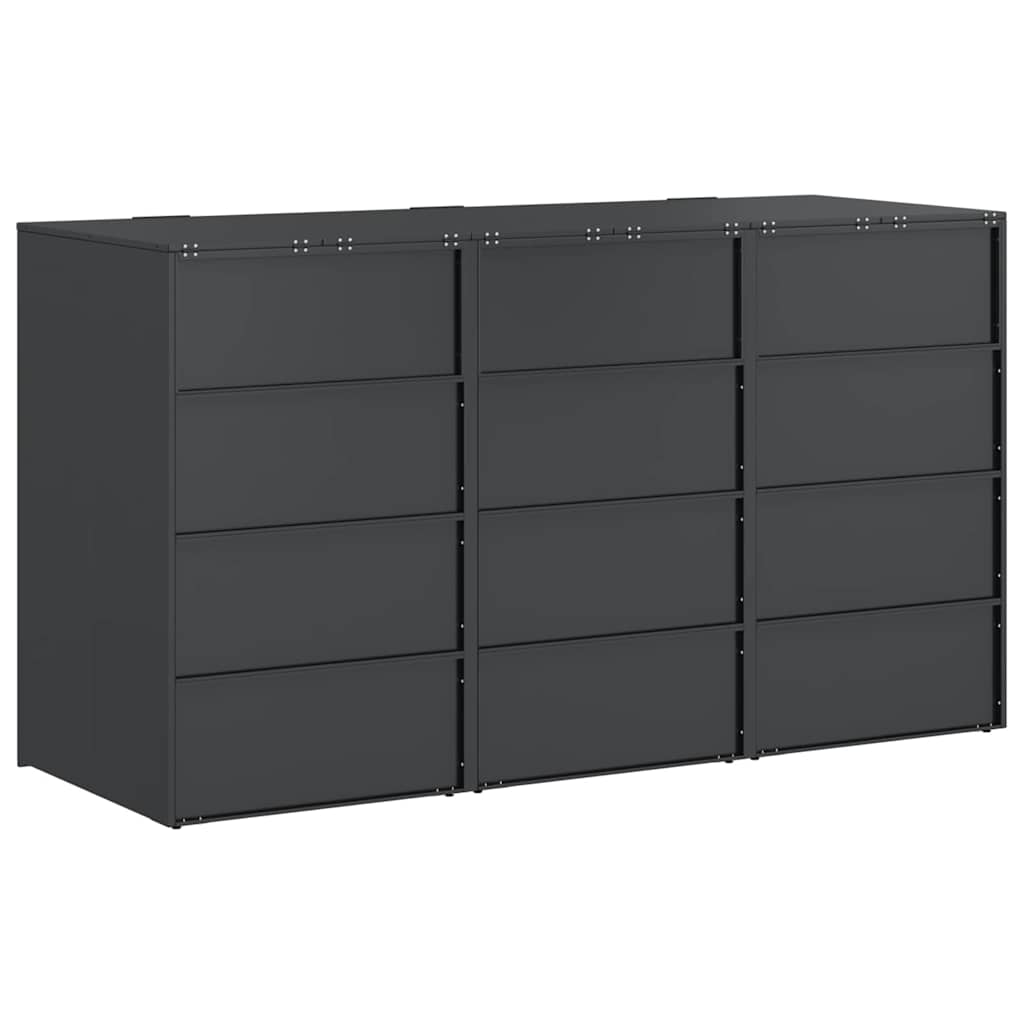 Wagenmüllbehälter für 3 Behälter 204 x 77,5 x 115,5 cm Stahl