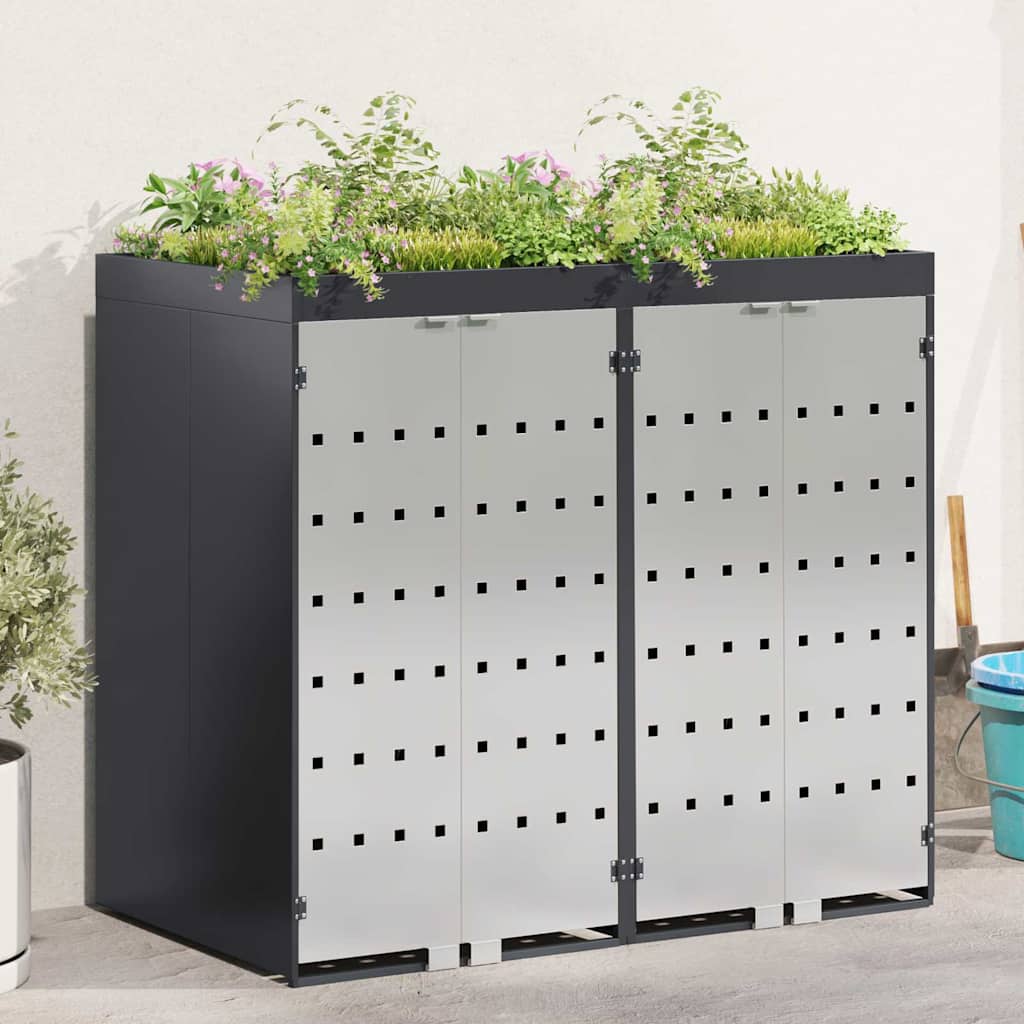 Wheelie bin enclosure for 2 bins 136 x 77.5 x 121.5 cm steel