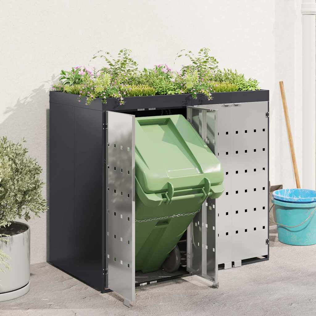 Wheelie bin enclosure for 2 bins 136 x 77.5 x 121.5 cm steel