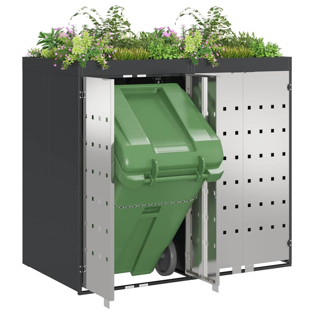 Wheelie bin enclosure for 2 bins 136 x 77.5 x 121.5 cm steel