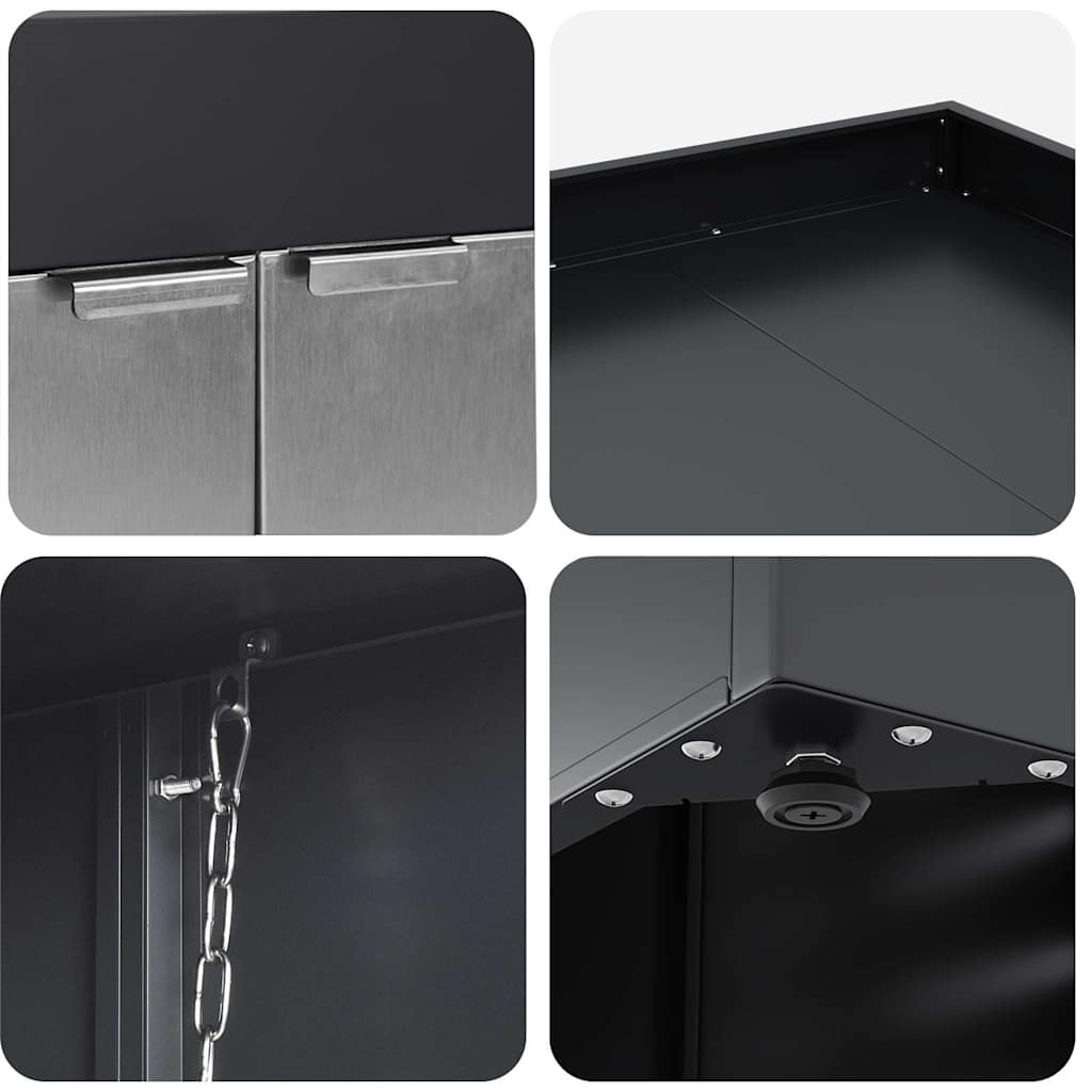 Waste Cart Container for 3 Bins 204 x 77.5 x 121.5 cm Steel