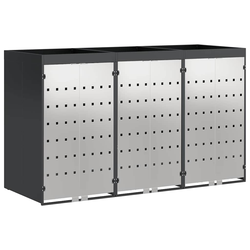 Waste Cart Container for 3 Bins 204 x 77.5 x 121.5 cm Steel