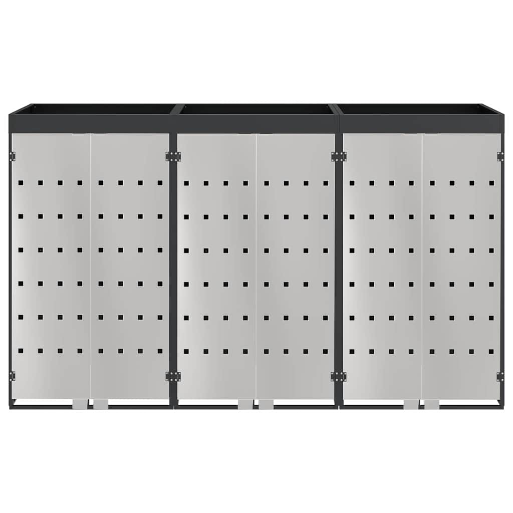 Waste Cart Container for 3 Bins 204 x 77.5 x 121.5 cm Steel