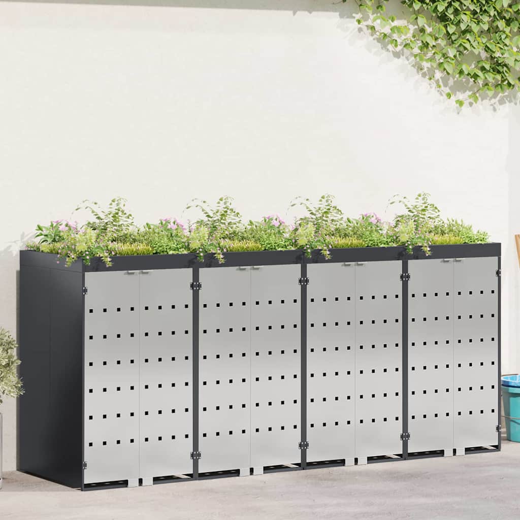 Wagenmüllbehälter für 4 Behälter 272 x 77,5 x 121,5 cm Stahl