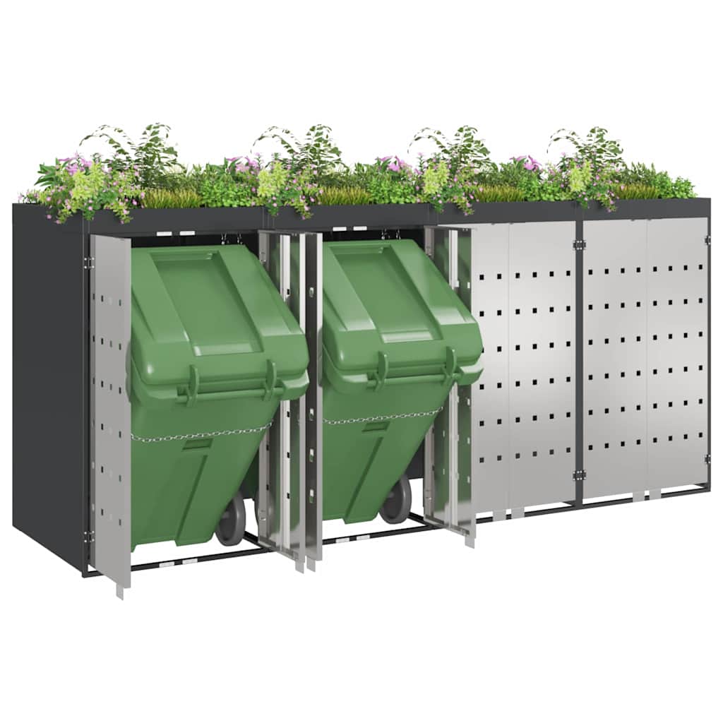 Wagenmüllbehälter für 4 Behälter 272 x 77,5 x 121,5 cm Stahl