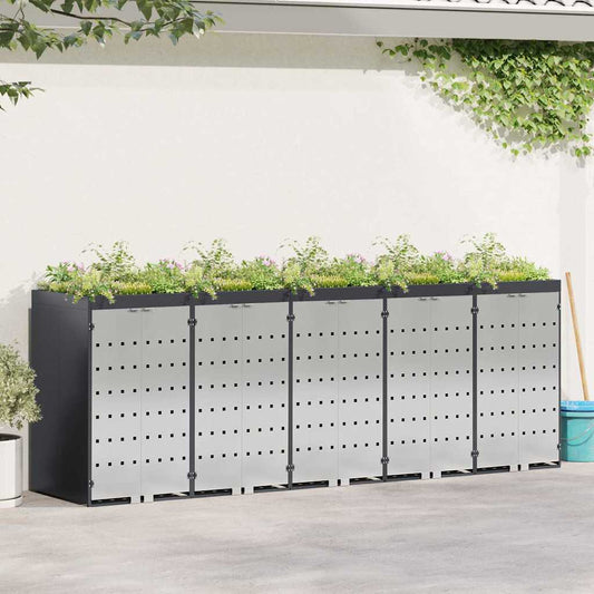 Wagenmüllbehälter für 5 Behälter 340 x 77,5 x 121,5 cm Stahl