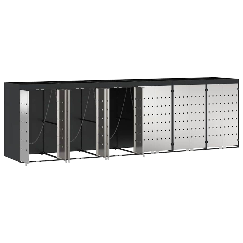 Wagenmüllbehälter für 6 Behälter 408 x 77,5 x 121,5 cm Stahl