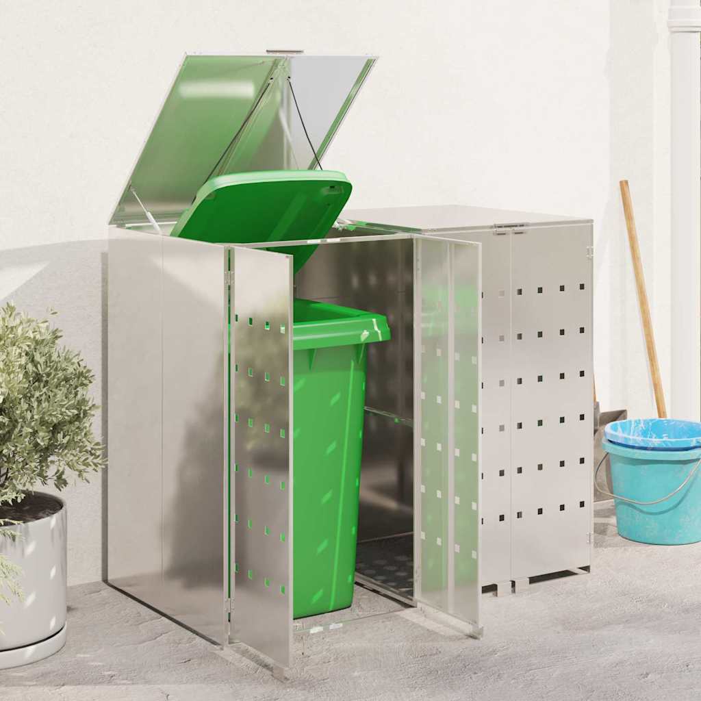 Wagenmüllbehälter für 2 Behälter Silber 136 x 77,5 x 115,5 cm