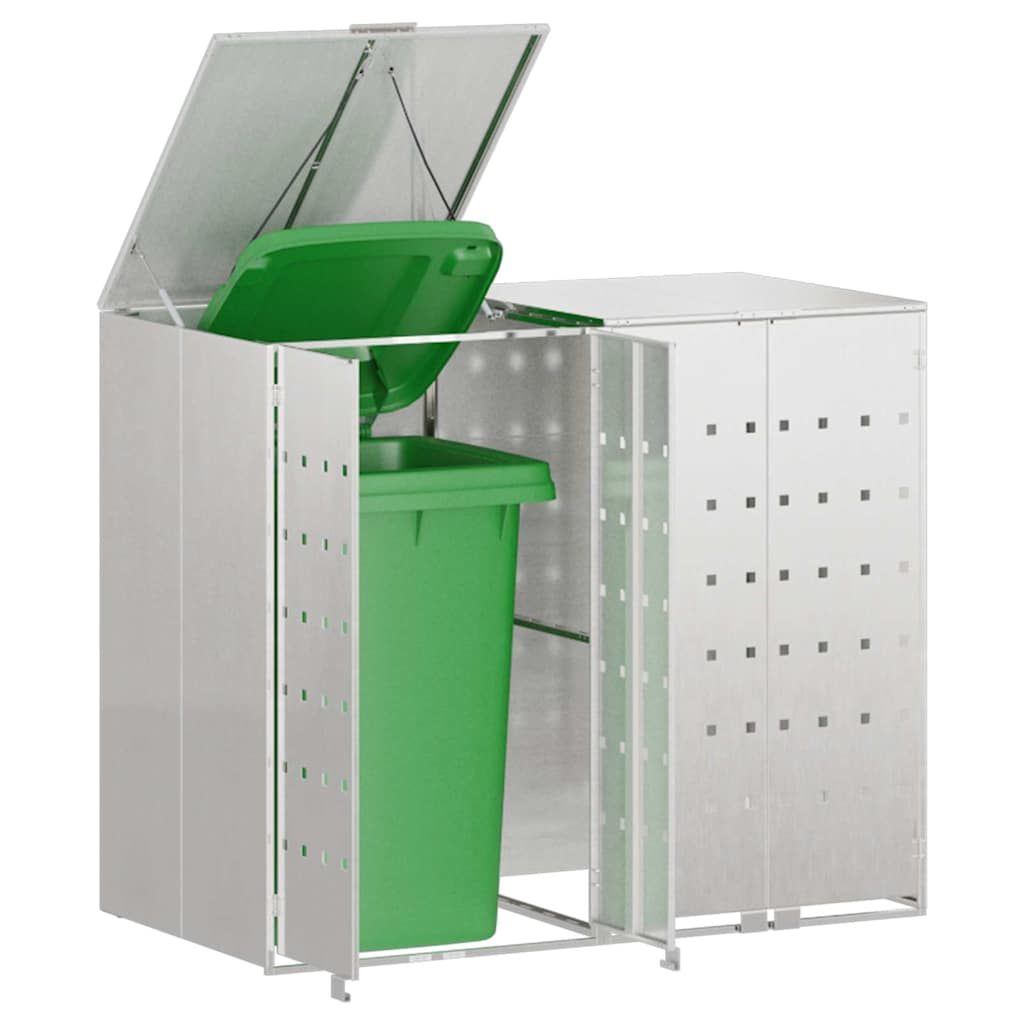 Wagenmüllbehälter für 2 Behälter Silber 136 x 77,5 x 115,5 cm