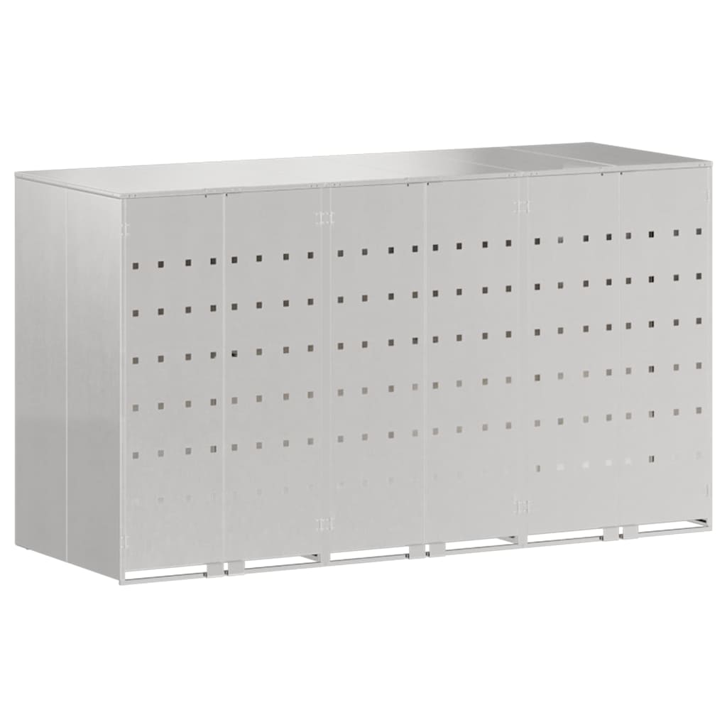 Wagenmüllbehälter für 3 Behälter Silber 204 x 77,5 x 115,5 cm