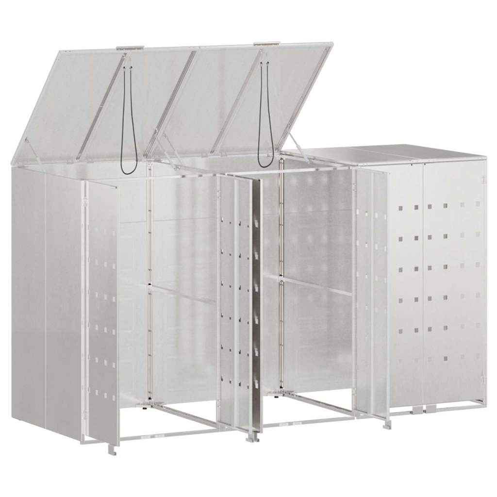 Wagenmüllbehälter für 3 Behälter Silber 204 x 77,5 x 115,5 cm