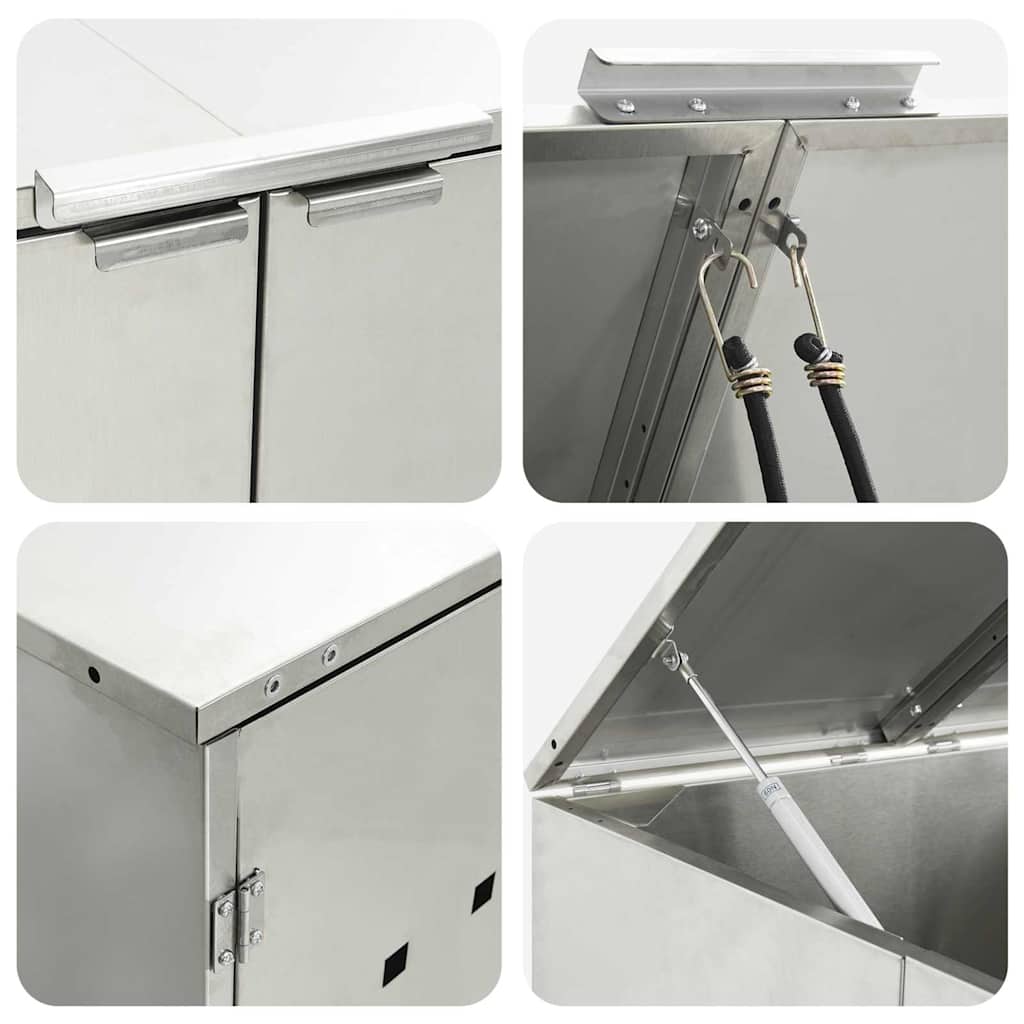 Wagenmüllbehälter für 4 Behälter Silber 272 x 77,5 x 115,5 cm