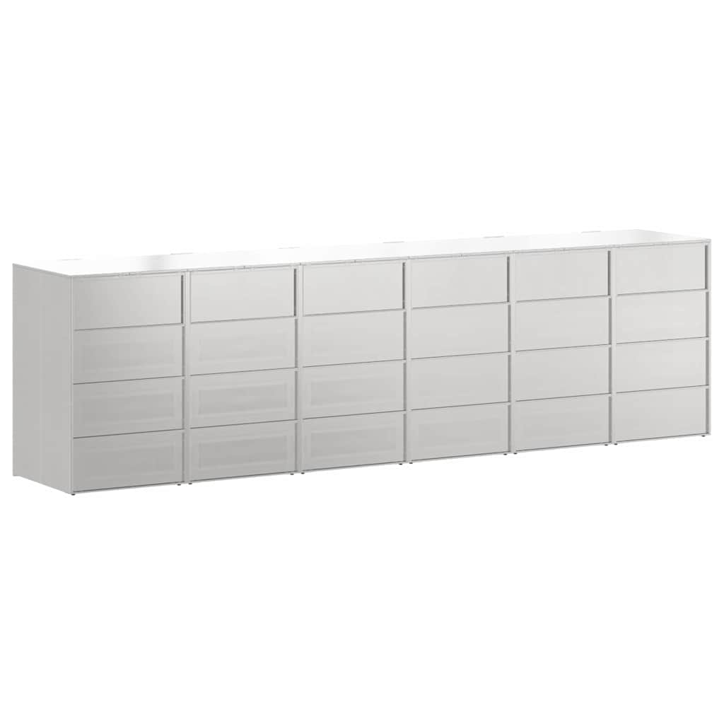 Wagenmüllbehälter für 6 Behälter Silber 408 x 77,5 x 115,5 cm
