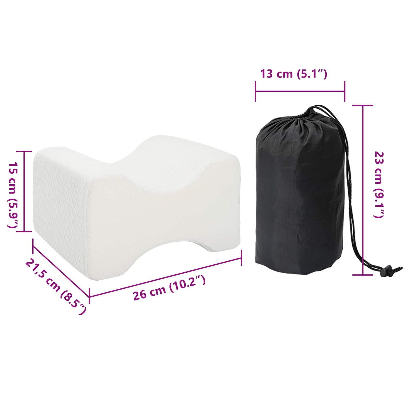 Knee Pillow Weiß Polyester 26 x 21,5 x 15 cm