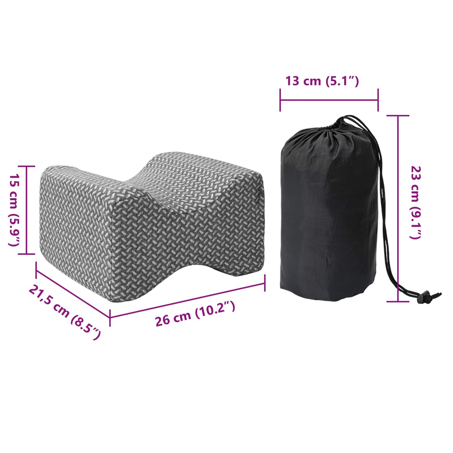 Knierolle Einfarbig Grau 26 x 21,5 x 15 cm Polyester
