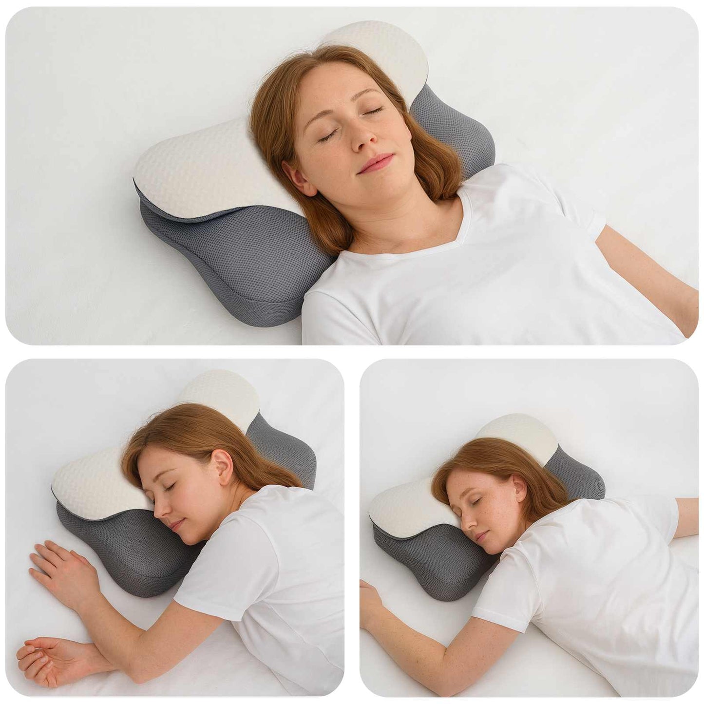 Nackenstützkissen mit Kissen Weiß 57 x 36 x 13 cm Polyester