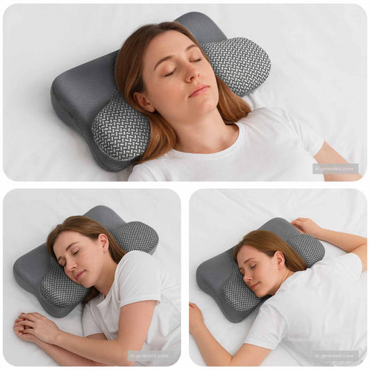 Nackenstützkissen mit Kissen Grau 58 x 36 x 13 cm Polyester