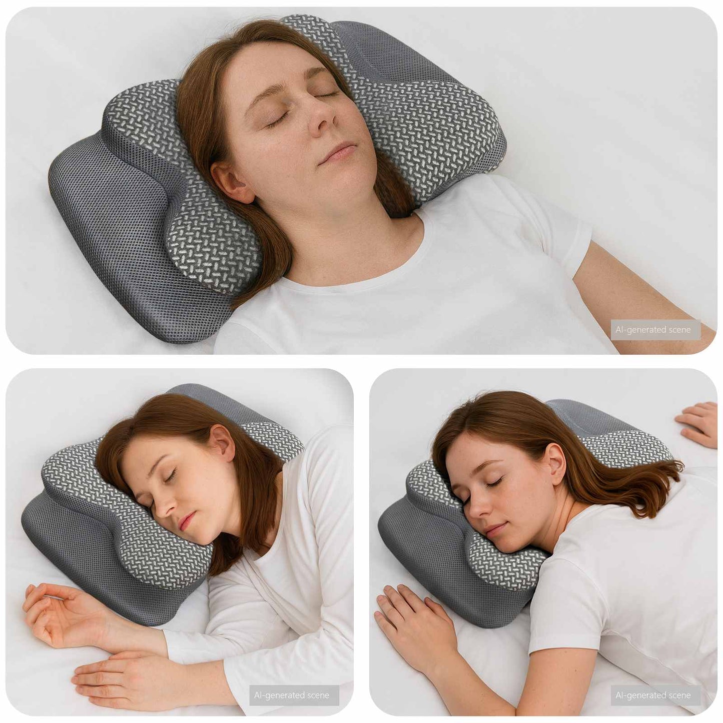 Neck support pillow with cushion Grey 58 x 38 x 12 cm Polyester