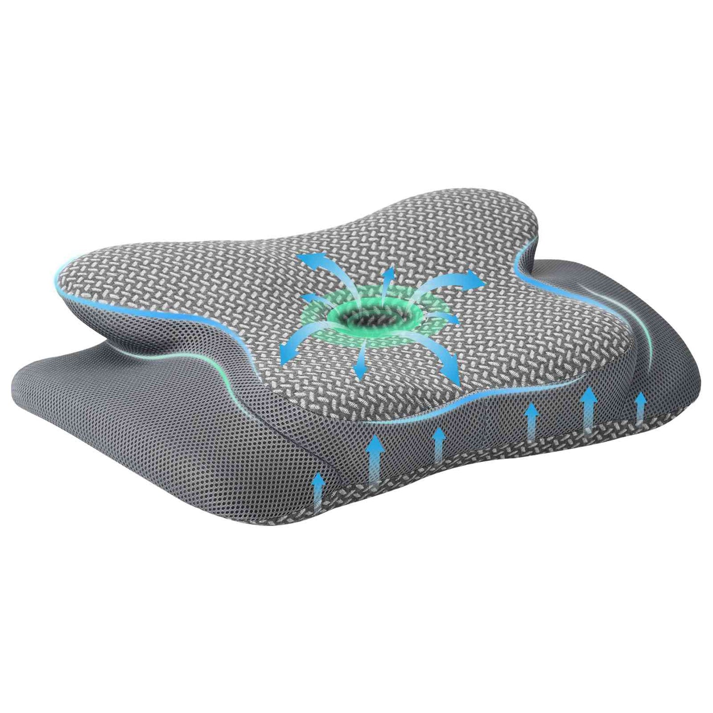 Neck support pillow with cushion Grey 58 x 38 x 12 cm Polyester