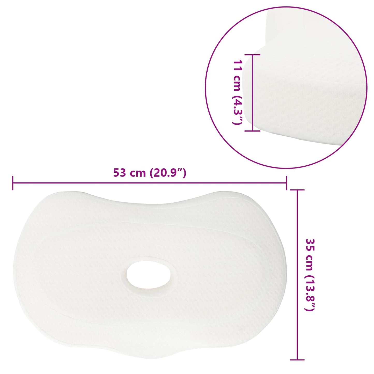 Neck Support Pillow with Pillow White 53 x 35 x 11 cm Polyester