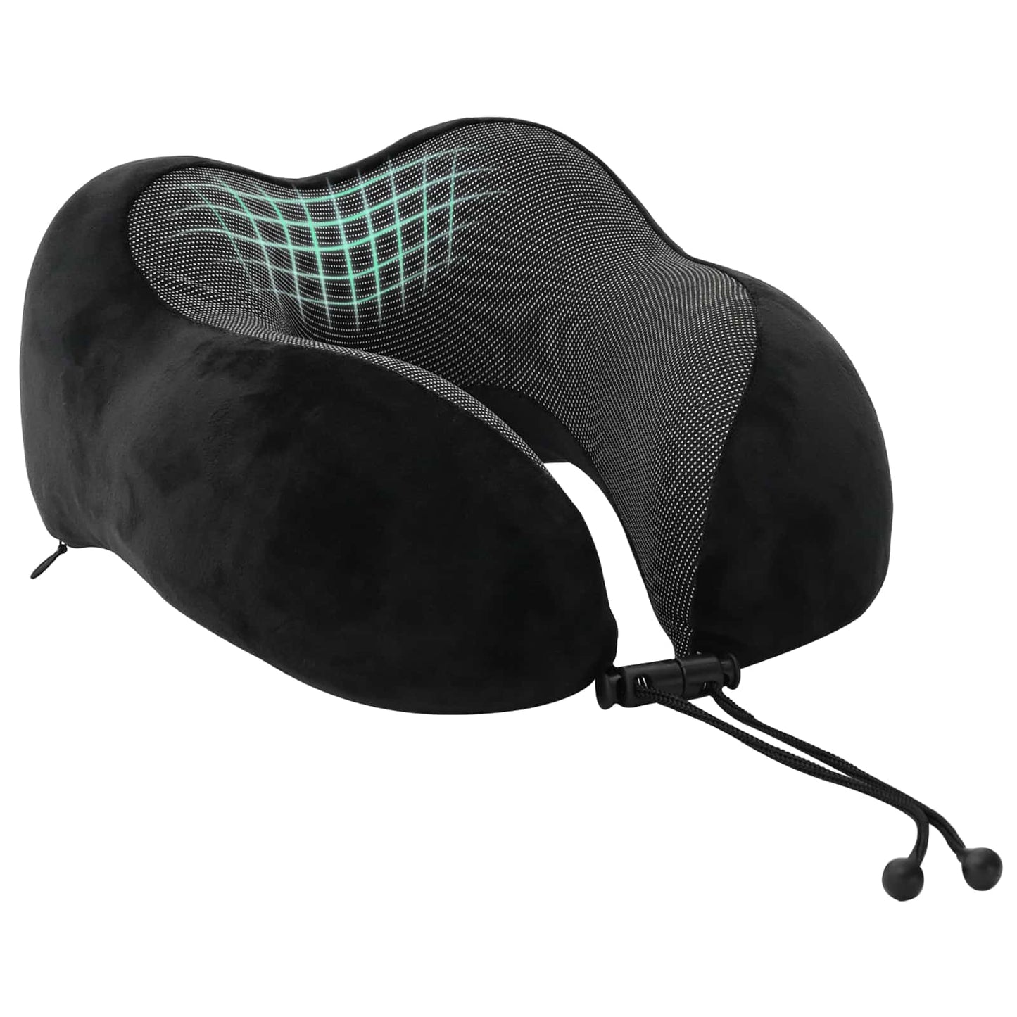 Oreiller de voyage cervical noir 27 x 26 x 14 cm Velours