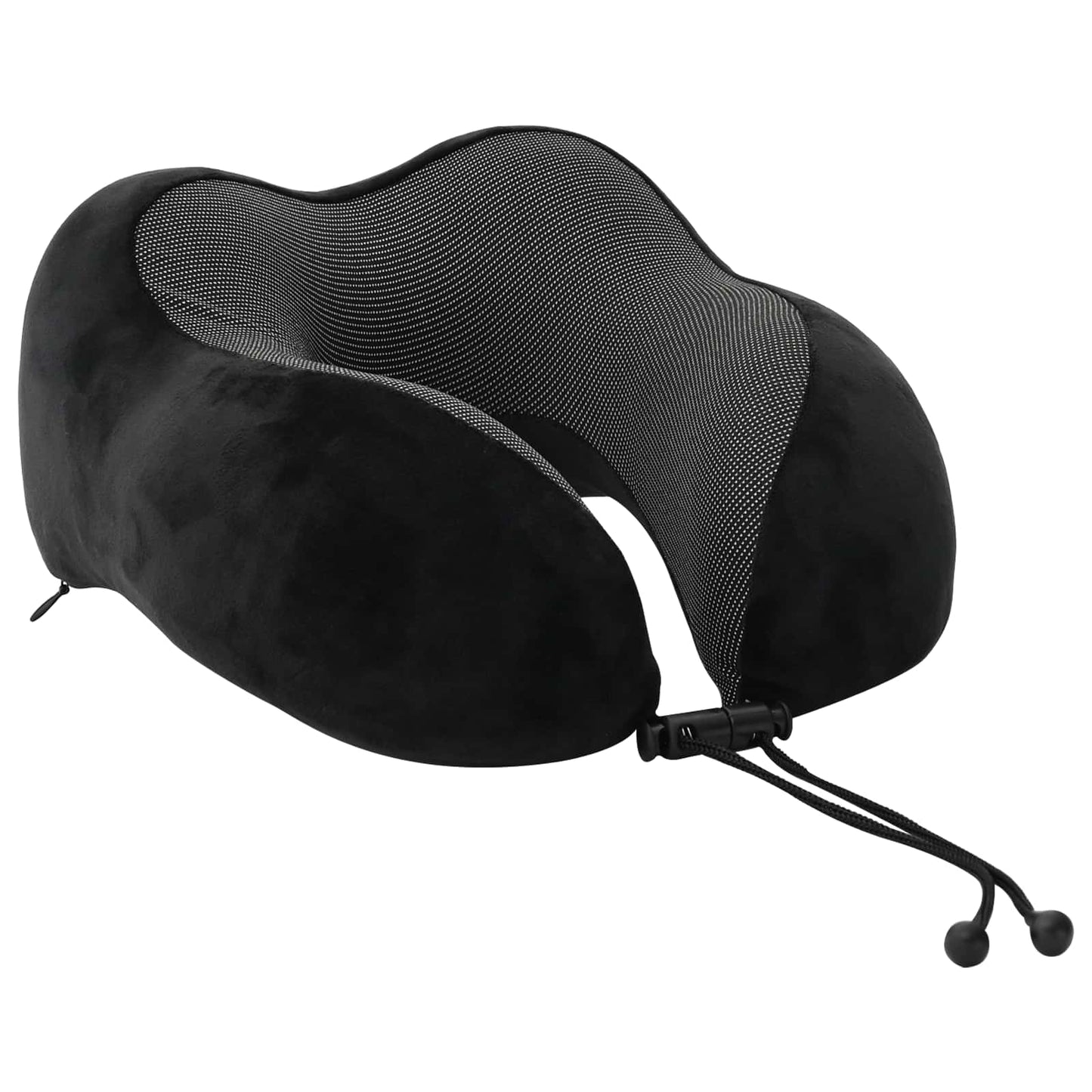 Oreiller de voyage cervical noir 27 x 26 x 14 cm Velours