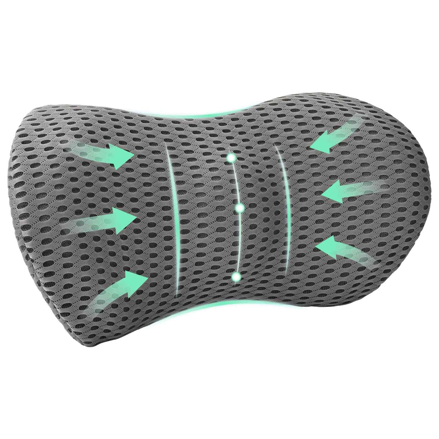 Back Cushion with Pillow Grey 47.5 x 23 x 12 cm 4D Mesh