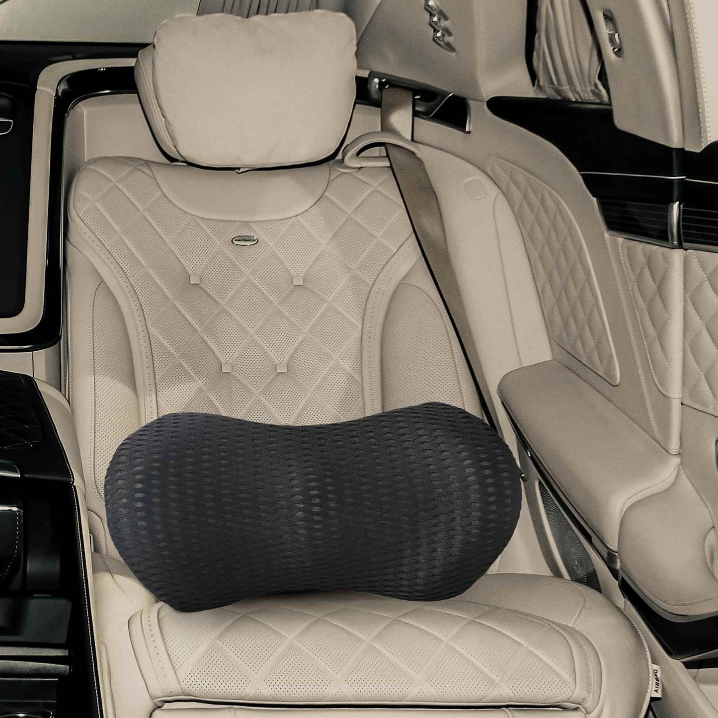 Back Cushion with Pillow Black 46 x 24 x 11 cm 4D Mesh