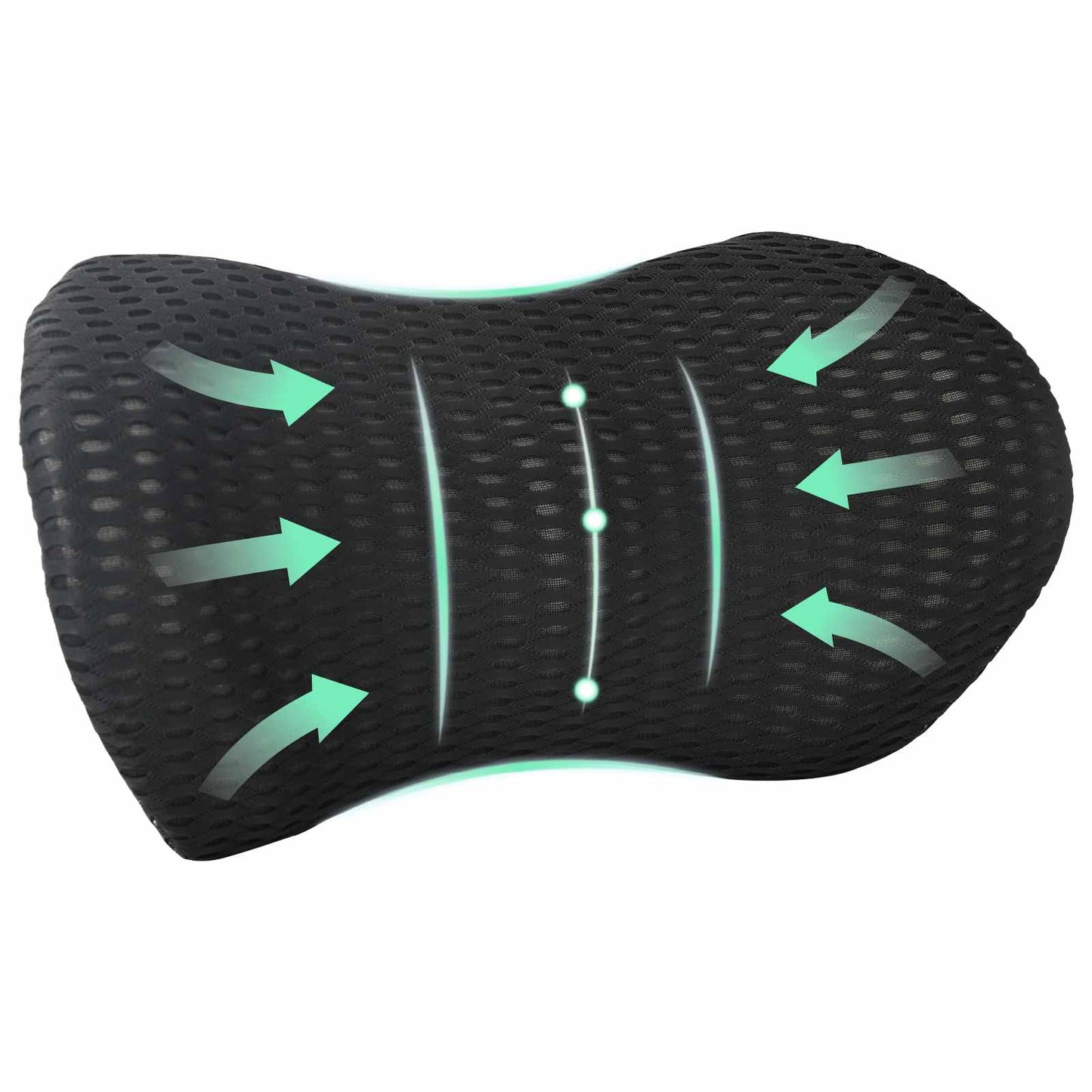 Back Cushion with Pillow Black 46 x 24 x 11 cm 4D Mesh