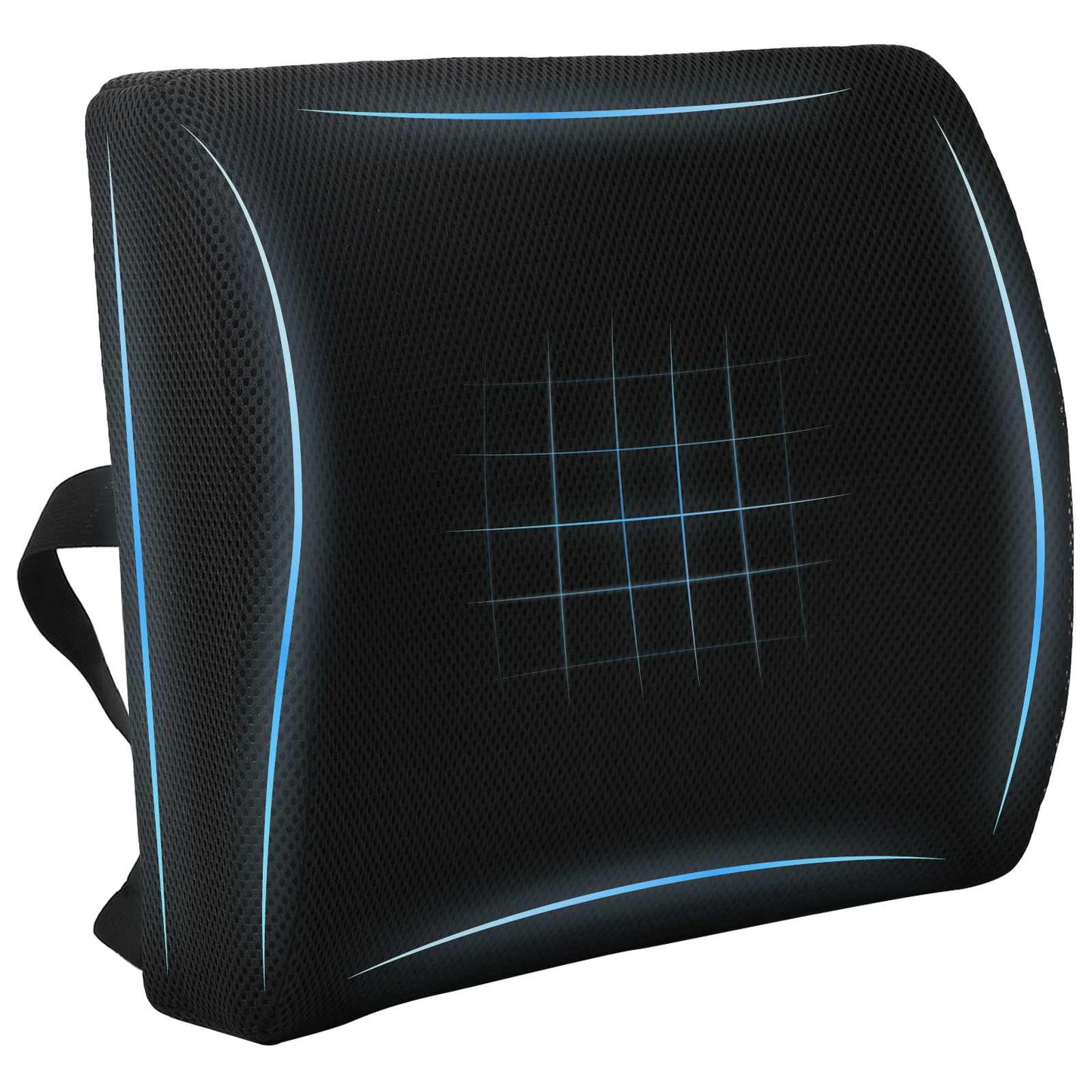 Back Cushion with Pillow Black 35.5 x 30 x 12 cm With Mesh