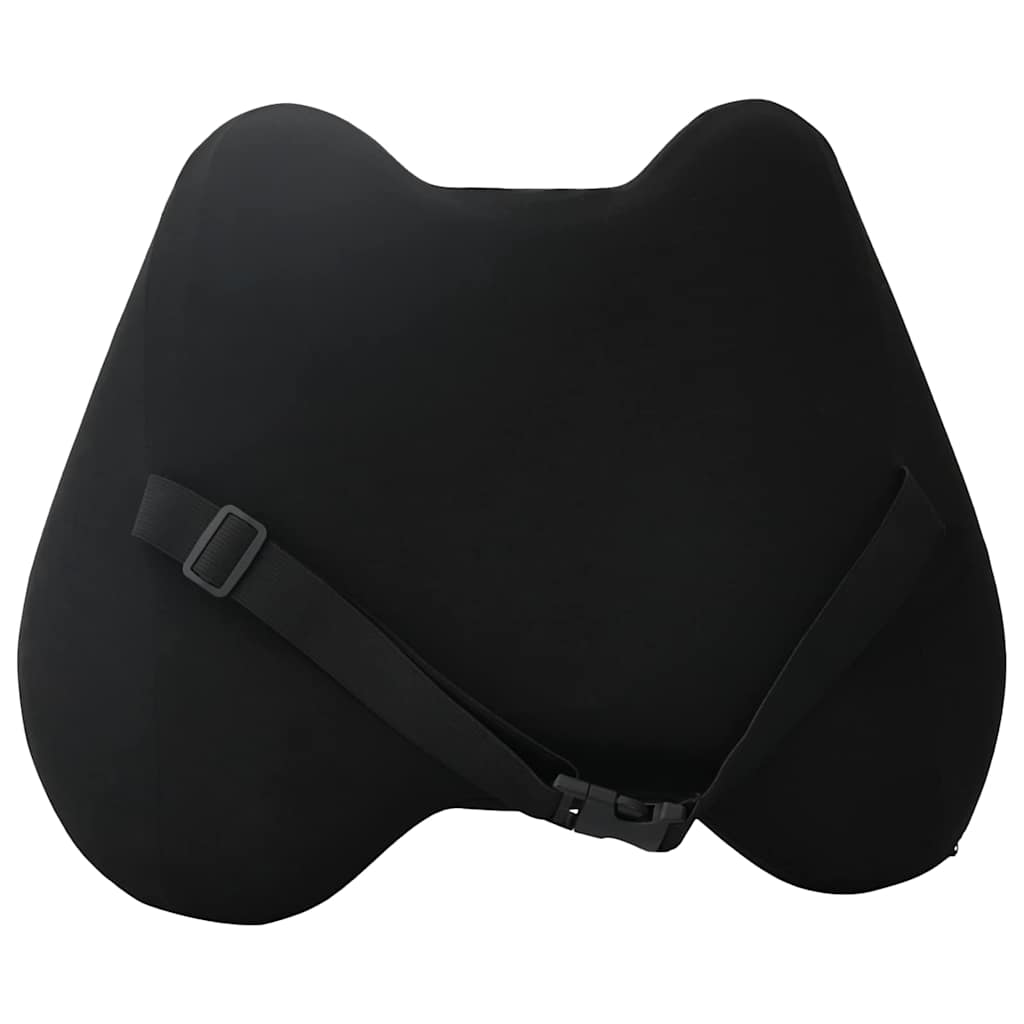 Back cushion with pillow black 40 x 32 x 13 cm polyester
