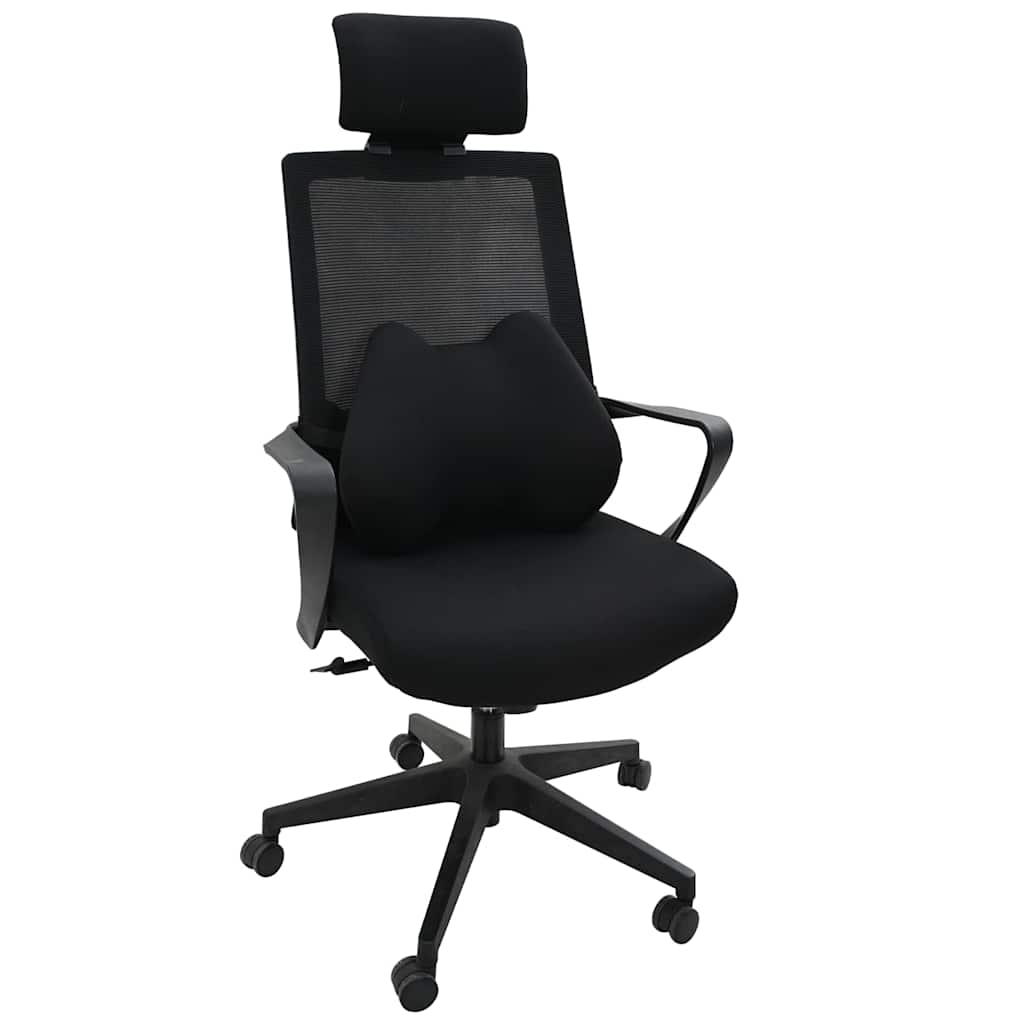 Back cushion with pillow black 40 x 32 x 13 cm polyester