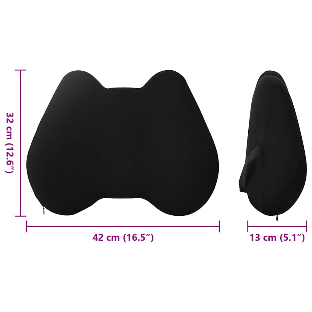 Back cushion with pillow black 40 x 32 x 13 cm polyester