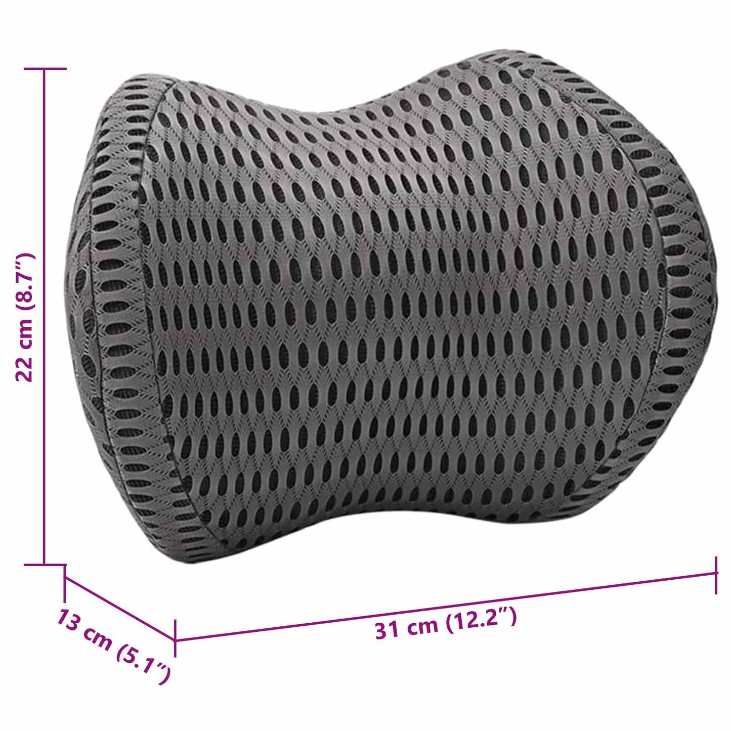 Nackenstützkissen mit Kissen Grau 31 x 22 x 13 cm 4D Mesh