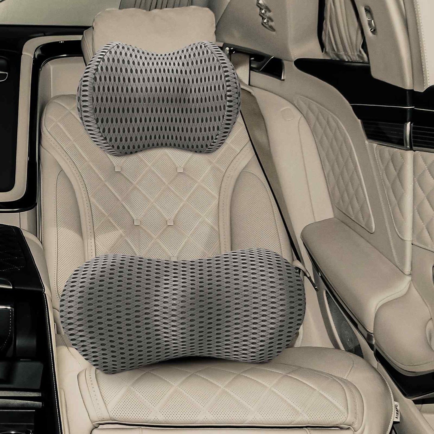Kissenset mit Kissen Verstellbar 2 pcs Grau 4D Mesh