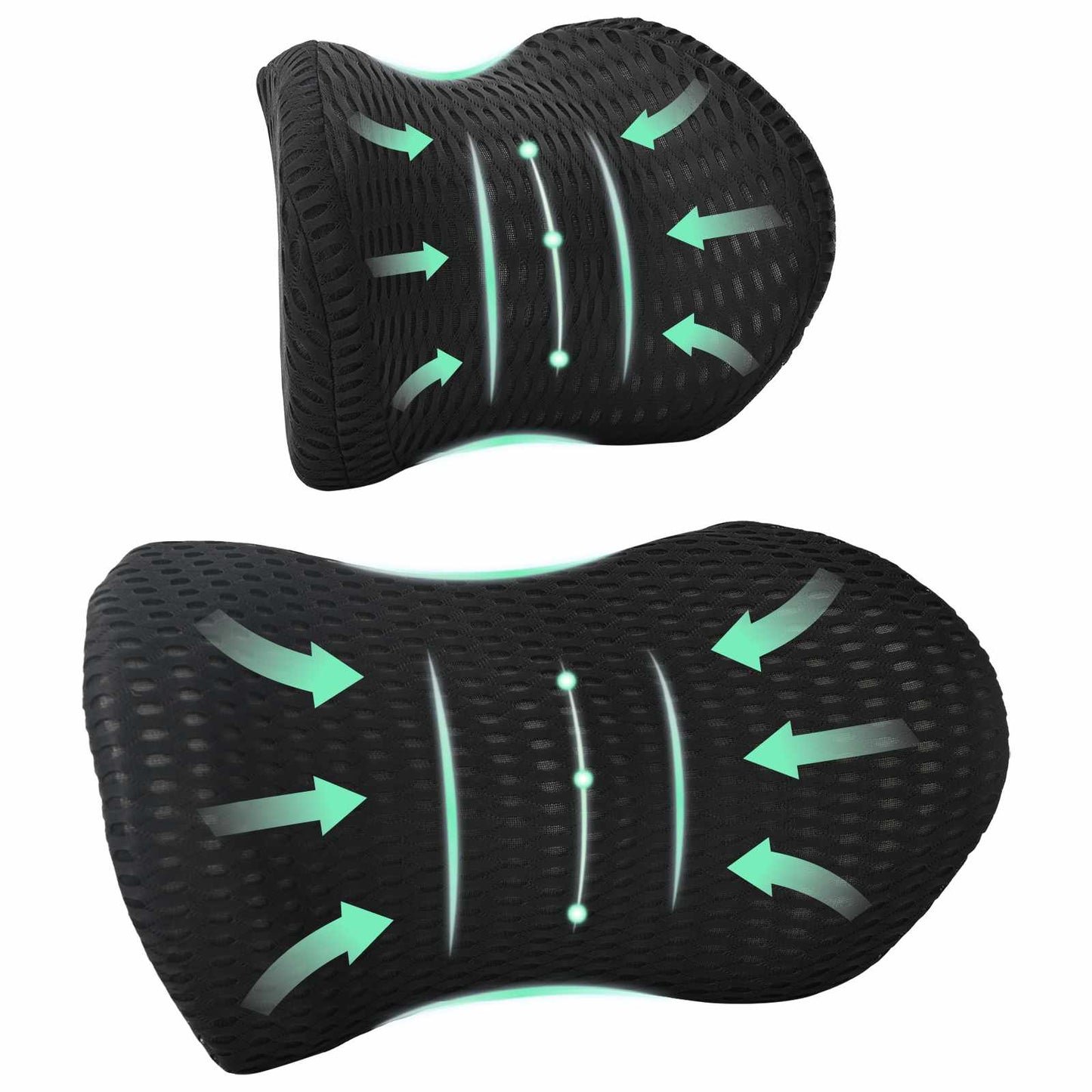 Kissenset mit Kissen Verstellbar 2 pcs Schwarz 4D Mesh