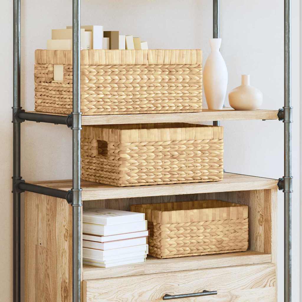 Storage baskets 3 pcs natural 40 x 30 x 18 cm water hyacinth