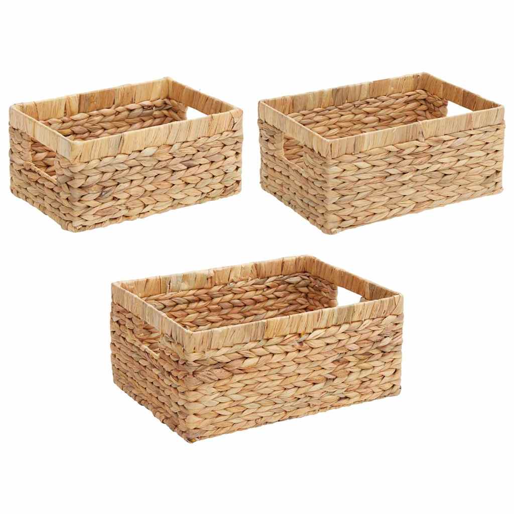 Storage baskets 3 pcs natural 40 x 30 x 18 cm water hyacinth