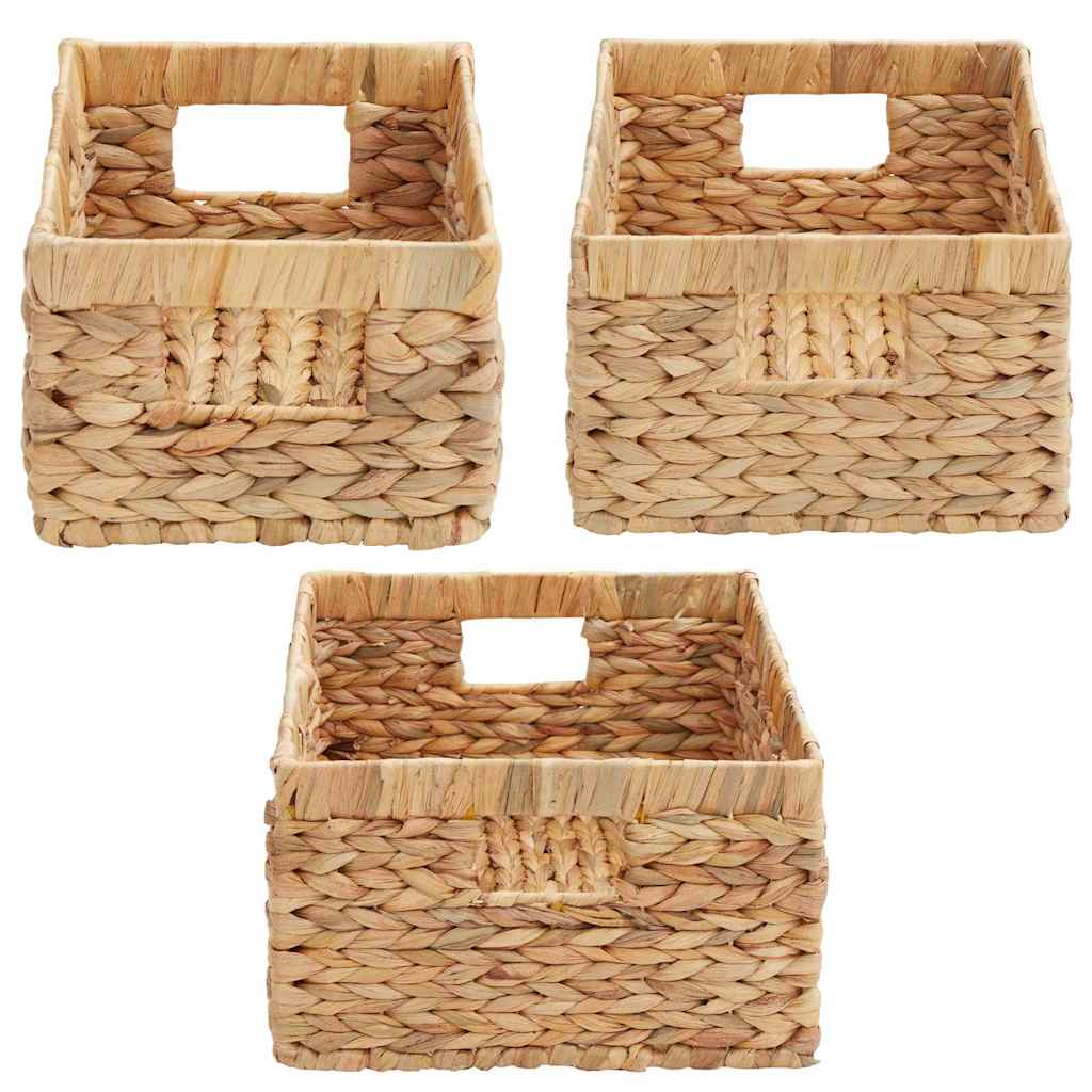 Storage baskets 3 pcs natural 40 x 30 x 18 cm water hyacinth