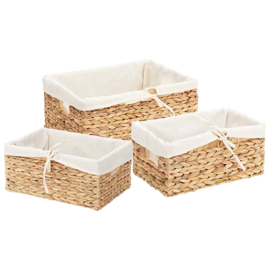 Aufbewahrungskörbe 3 pcs Natur 40 x 30 x 18 cm Wasserhyazinthe