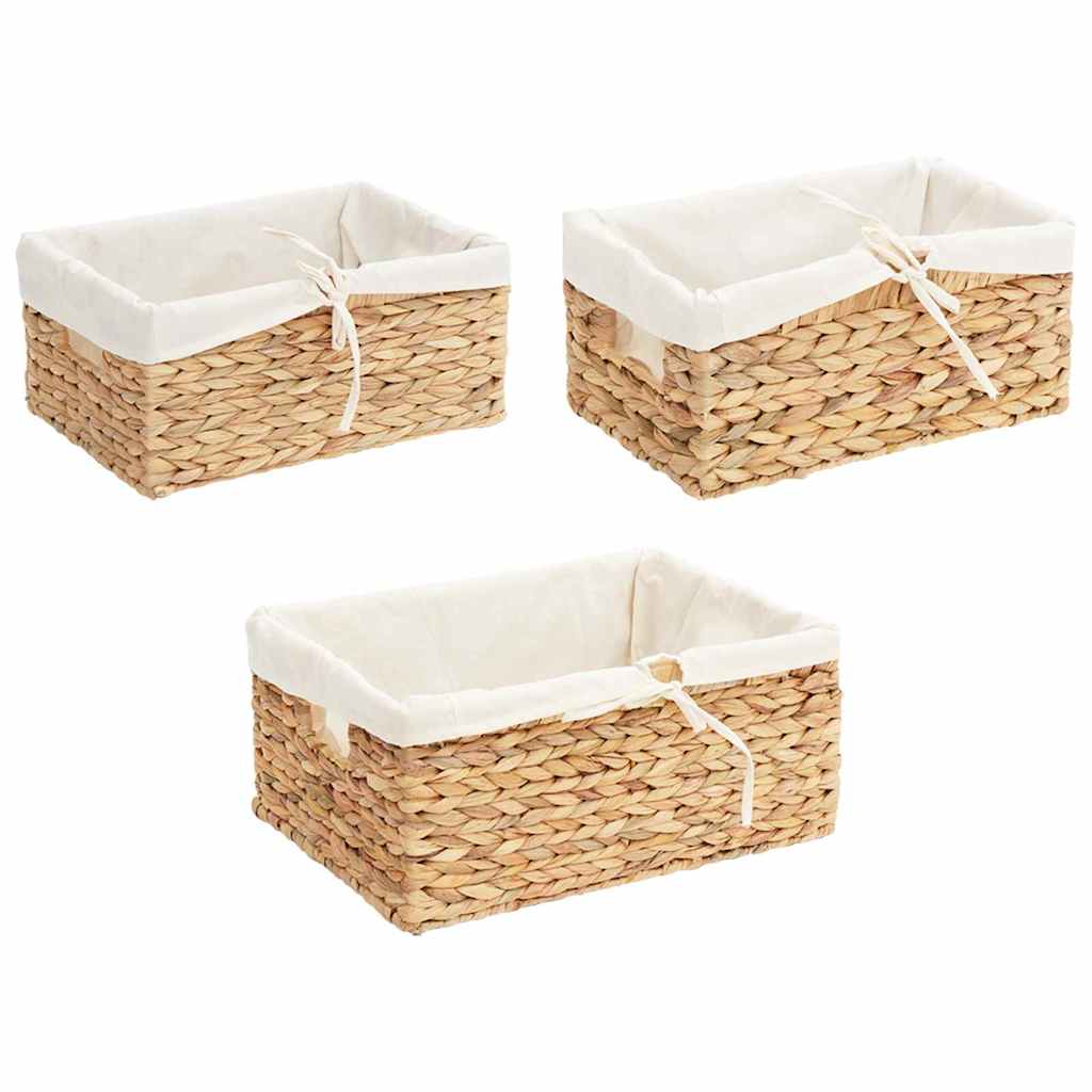 Aufbewahrungskörbe 3 pcs Natur 40 x 30 x 18 cm Wasserhyazinthe